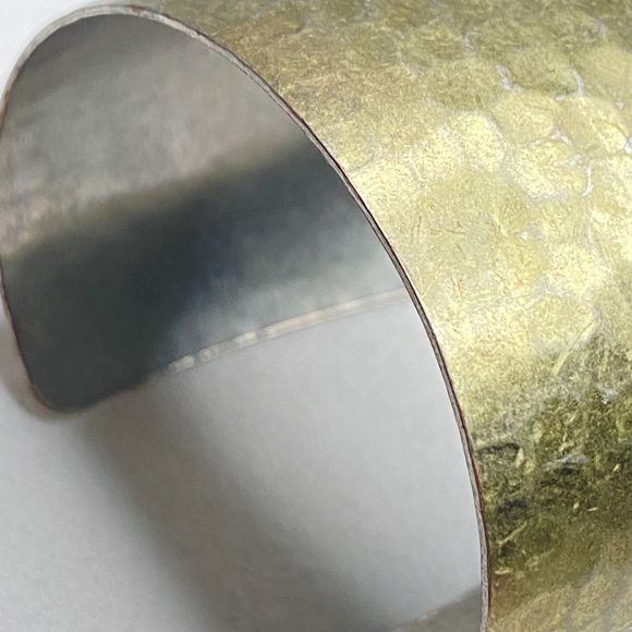 Wide Metal Cuff Hammered Gold Tone Metal - Picture 4 of 8